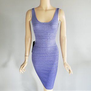 Bebe Purple Gradient Ombre Knit Bodycon Knee Length Dress XS NWT